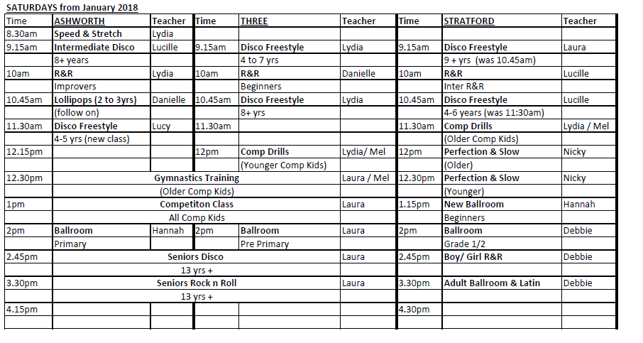 New Sat Timetable